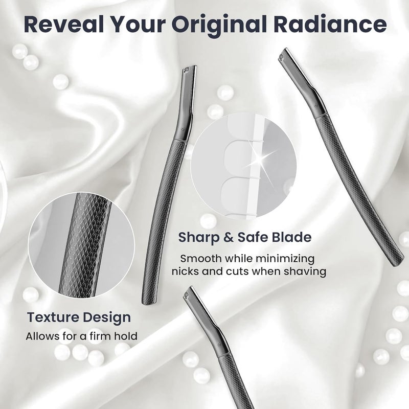 AIBRIT Dermaplaning Tool for Face, Dermaplane Razor for Peach Fuzz with Metal Grip, Professional Eyebrow Razor for Women, Facial Razor for Women Black (12 Replaceable Blades) - Image 2